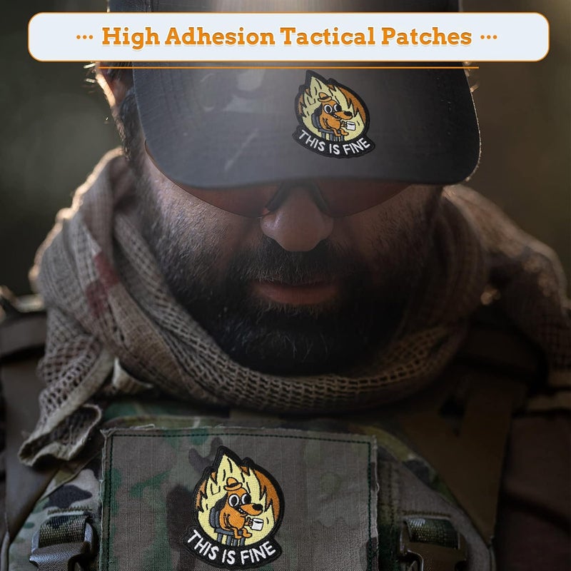 XMJY This is Fine Dog Patch, 1 Pcs Funny Meme Embroidered Patches, Tactical Military Morale Patch with Hook Fastener Backing, Cute Applique Accessories for Backpacks, Vests, Jackets, Jeans, Hats - Image 5